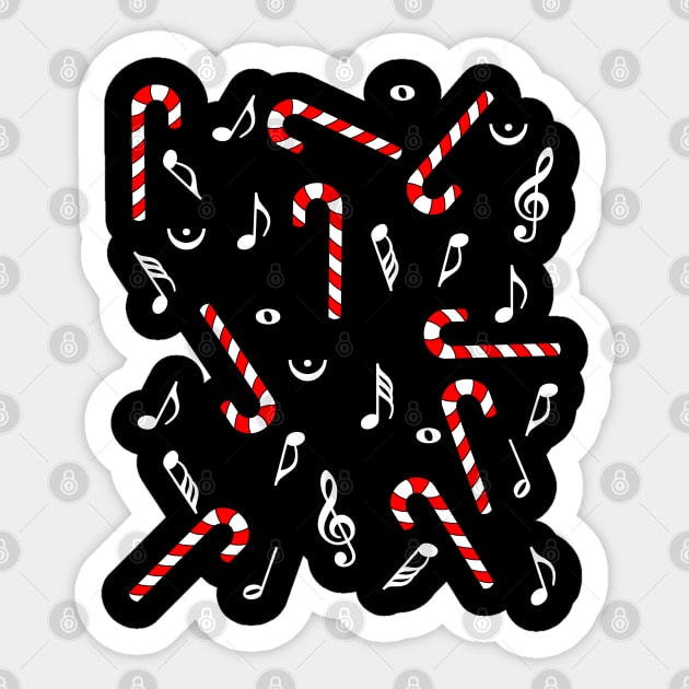 Candy Cane Music Notes Sticker by Barthol Graphics